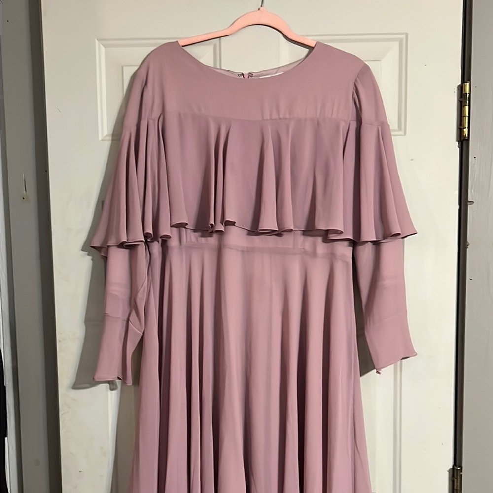 Elegant Mauve Ruffle Dress